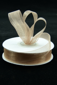 Organza Ribbon , Toffee, 5/8 Inch x 25 Yards (1 Spool) SALE ITEM